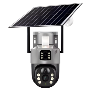 Cameră Supraveghere Solară 4G V380 8MP Duală PTZ, Baterie 8000mAh, Rotire 355°, Audio Bidirecțional