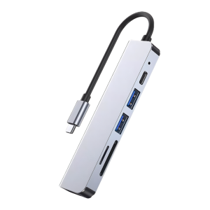 Hub USB-C 6 în 1 - HDMI 4K, PD 100W, MicroSD, USB 3.0